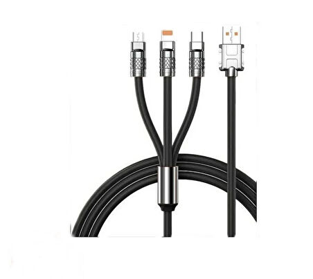 Torima 3in1 Type C- Lightning- Micro Usb Silikon 3.0A 1.5M Şarj ve Data Kablosu 