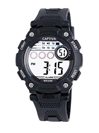 Captiva Digital 30 mt Suya Dayanıklı Işıklı Alarmlı Kronometreli Takvimli Slikon Kordonlu Çocuk Kol Saati