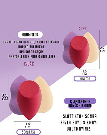 4'lü Armut Sünger Seti Makyaj Süngeri Fondöten Süngeri Makyaj Temizleme Süngeri