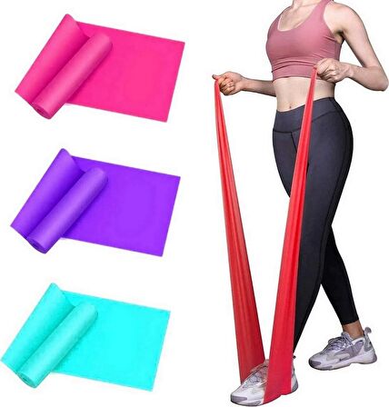 3 Lü Set Pilates Band Pilates Bandı Direnç Lastiği Pilates Lastigi Plates Bant