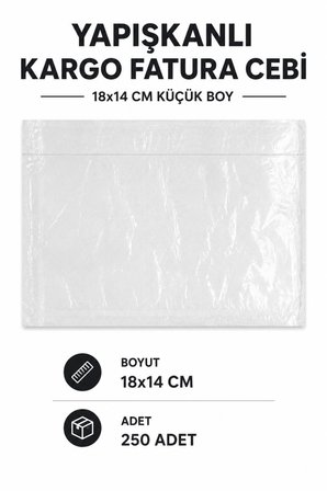 18x14 Cm Küçük Boy Yapışkanlı Kargo Fatura Cebi 250 Adet