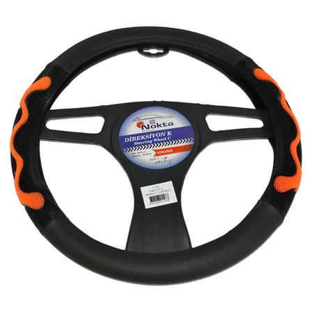 NYF F-437 Geçmeli Direksiyon Kılıfı 3 Boyutlu Masajlı Turuncu Suni Deri 38 cm