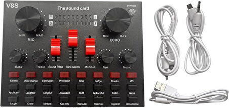 V8S sosyal medya Canlı yayın Ses Kartı Bluetooth ses mikseri