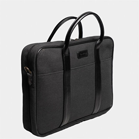 Retro Kanvas 35X23 Evrak ve Laptop Çantası 13 İnç Siyah