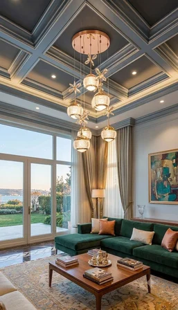 7'Li Ağzı Açık kristal Top Avize