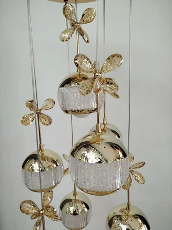 7'Li Ağzı Açık kristal Top Avize