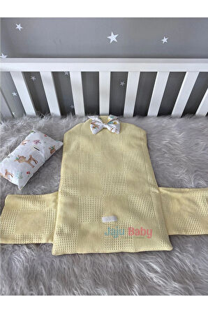Sarı Wafle Pike Kumaş Ceylan Tasarım Bebek Alt Açma Çantalı