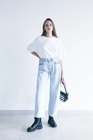 Acik Mavi Wide Leg Baggy Fit Jeans