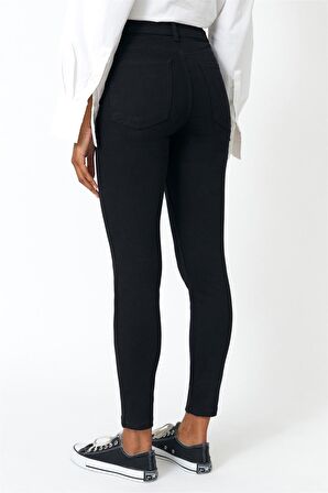 Solmayan Siyah Yüksek Bel Skinny Jeans