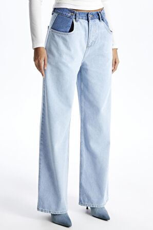 Açık Mavi Wide Leg Relaxed Fit Jean