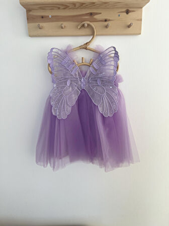 Kız Bebek Çocuk Kanatlı Doğum Günü Parti Düğün Özel Gün Tüllü Astarlı Prenses Elbise