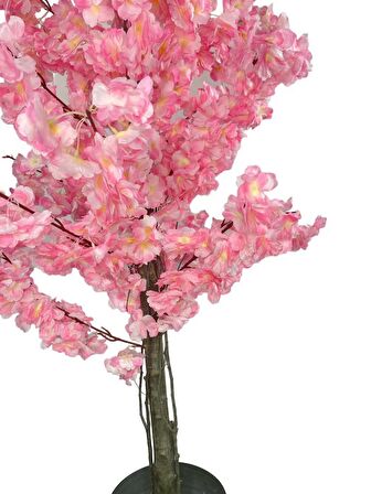 Yapay Ağaç Japon Kiraz Çiçeği Bahardalı Ağacı Galvaniz Saksıda Pembe Koyu Renkli 180cm
