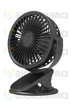 Sıkıştırmalı Şarj Edilebilir 3 Kademe Taşınabilir Kıskaçlı Mini Fan Sessiz Vantilatör Soğutma