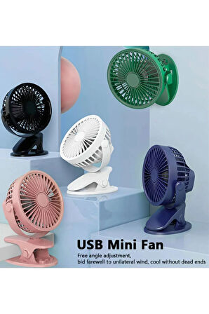 Sıkıştırmalı Şarj Edilebilir 3 Kademe Taşınabilir Kıskaçlı Mini Fan Sessiz Vantilatör Soğutma