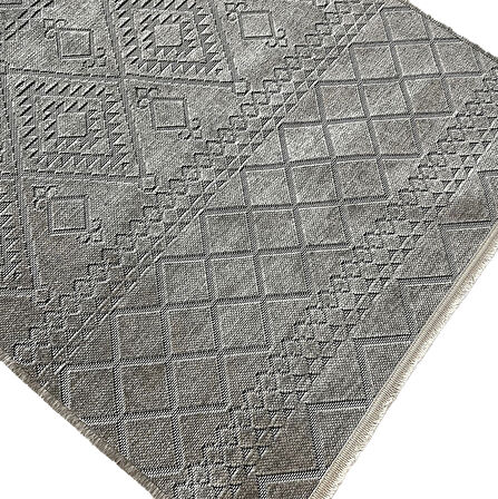 Luxess Cool Koleksiyonu Pamuklu Klim Dokuma Dekoratif Halı 405 Gri