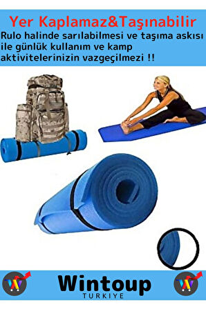 Premium Su Geçirmez Dayanıklı Taşıma Askılı Çift Taraf Kamp Uyku Matı Yer Minderi Yoga 16Mm Kalın