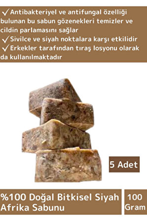 Özel Üretim %100 Doğal Losyon&Peeling Yüz Cilt Saç Vücut İçin Bitkisel Siyah Afrika Sabunu 5 Adet