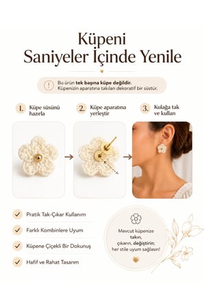 Küpe Süsü 4 Renk Çiçek Küpe Aksesuarı değiştirilebilir Çıkarılabilir Küpe moda aksesuarı Hafif El Yapımı