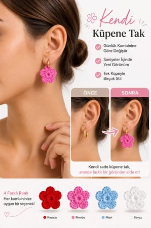 Küpe Süsü 4 Renk Çiçek Küpe Aksesuarı değiştirilebilir Çıkarılabilir Küpe moda aksesuarı Hafif El Yapımı