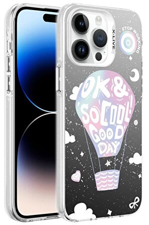 Apple iPhone 14 Pro Kılıf Desenli Silver Lüx Sert Kapak