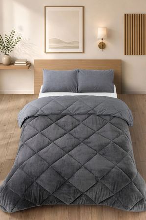 Premium Çift Taraflı Wellsoft Yorgan Seti Battal Boy 215x235 cm – 2 adet Yastık Kılıflı