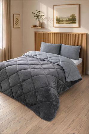 Premium Çift Taraflı Wellsoft Yorgan Seti Battal Boy 215x235 cm – 2 adet Yastık Kılıflı