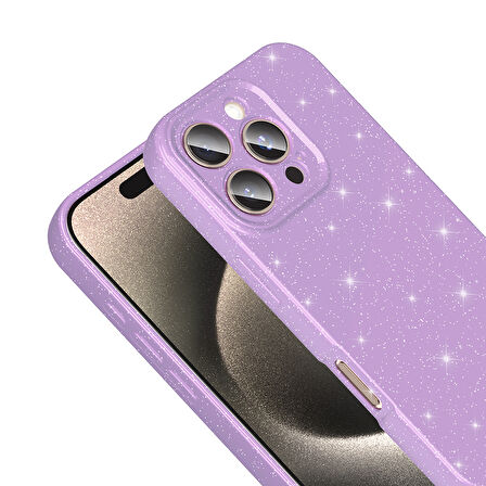 iPhone 16 Pro Kılıf Kamera Korumalı Simli Parıltılı Lüks Silikon