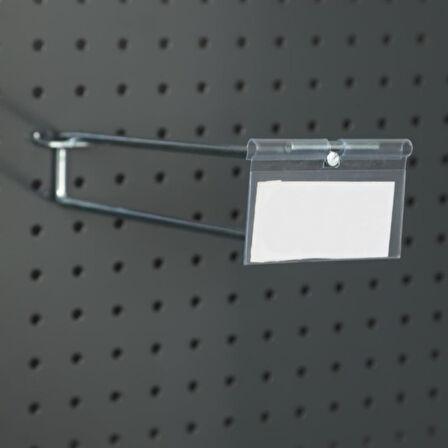 100 Adet Etiketli Delikli Panel Kancası - Aksesuar Kancası 10 cm-2.5 cm