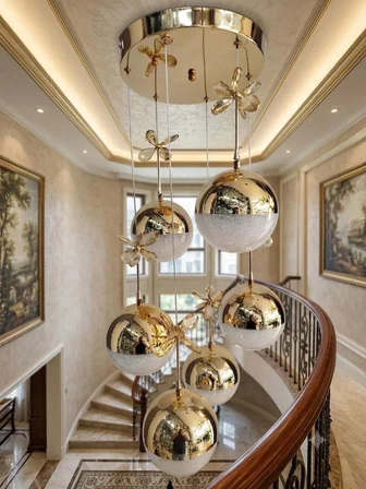 6'lı Ledli Gold Top Avize