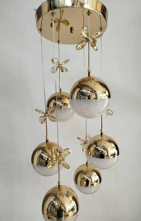 6'lı Ledli Gold Top Avize