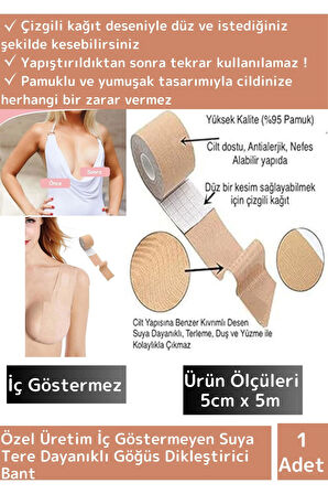 Özel Model Kadın Göğüs Dikleştirici Sabitleyici Şekillendirici İç Göstermez Ten Rengi 5 Metre Bant