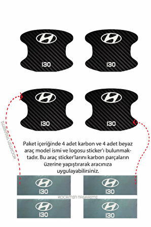 Karbon Desenli Hyundai i30 Kapı İçi Çizik Önleyici ve Şık Tasarım Folyo Koruma Seti i30 Yazılı