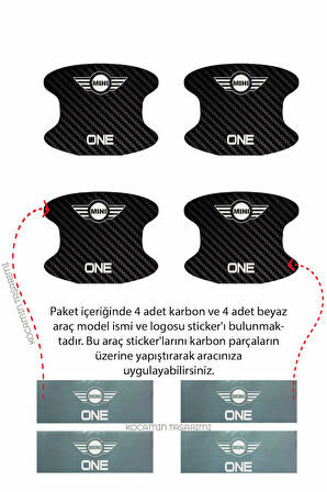 Karbon Kaplama MINI One Kapı Çukuru Çizik Önleyici Şık Folyo Koruma Seti One Yazılı