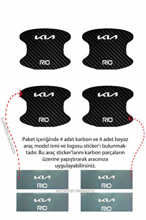 Kia Rio İçin Karbon Çizik Önleyici Özel Tasarım Şık Kapı İçi Folyo Seti Rio Yazılı