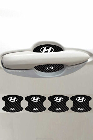 Hyundai ix20 Kapı İçi Çukur Bölgeleri İçin Karbon Desenli Çizik Koruma Folyo Takımı ix20 Yazılı