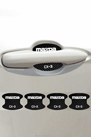 Karbon Desenli Mazda CX-3 Kapı İçi Kolları Çizilmelere Karşı Özel Koruma Folyo Seti CX-3 Yazılı