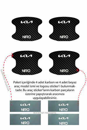 Karbon Desenli Kia Niro Kapı İçi Çizik Önleyici ve Şık Tasarım Folyo Koruma Seti Niro Yazılı