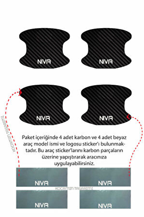 Lada Niva İçin Özel Tasarım Karbon Kaplama Kapı İçi Çizik Önleyici Şık Folyo Seti Niva Yazılı