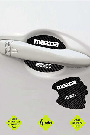 Mazda B2500 Modeli İçin Karbon Desenli Kapı İçi Çizik Koruyucu 4 Parçalı Folyo Takımı B2500 Yazılı