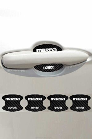 Mazda B2500 Modeli İçin Karbon Desenli Kapı İçi Çizik Koruyucu 4 Parçalı Folyo Takımı B2500 Yazılı