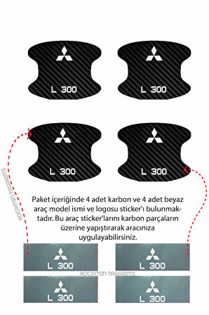 Mitsubishi L 300 İçin Özel Tasarım Karbon Kaplama Kapı İçi Çizik Önleyici Şık Folyo Seti L 300 Yazılı