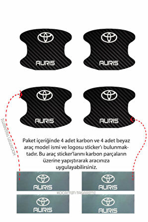 Toyota Auris Kapı İçi Karbon Desenli Estetik ve Koruyucu Çizik Önleyici Folyo Takımı Auris Yazılı