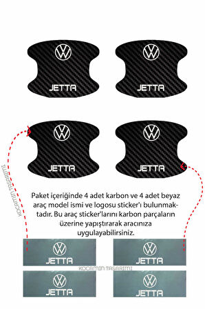 Volkswagen Jetta İç Kapı Çizik Önleyici Karbon Desenli Şık ve Koruyucu Folyo Seti Jetta Yazılı