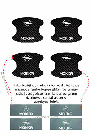 Karbon Kaplama Opel Mokka Kapı Çukuru Çizik Önleyici Şık Folyo Koruma Seti Mokka Yazılı