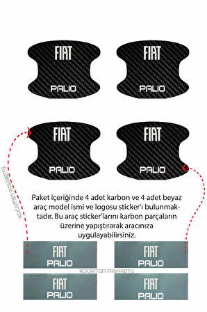 Fiat Palio İçin Karbon Çizik Önleyici Özel Tasarım Şık Kapı İçi Folyo Seti Palio Yazılı