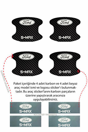 Karbon Desenli Ford S-Max Modeline Uygun Kapı İçi Çizik Koruma ve Estetik Folyo Takımı S-Max Yazılı