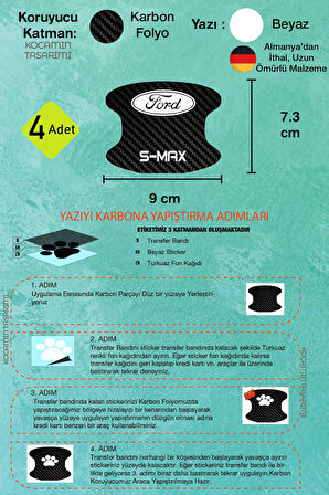 Karbon Desenli Ford S-Max Modeline Uygun Kapı İçi Çizik Koruma ve Estetik Folyo Takımı S-Max Yazılı