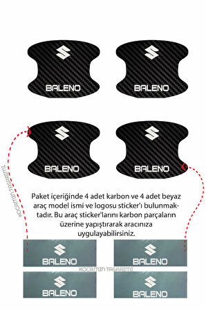 Karbon Kaplama Suzuki Baleno Kapı Çukuru Çizik Önleyici Şık Folyo Koruma Seti Baleno Yazılı