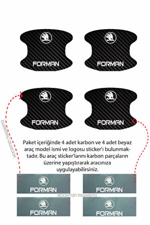 Skoda Forman İç Kapı Kollarına Özel Karbon Çizik Önleyici Folyo ile Şıklık ve Koruma Forman Yazılı