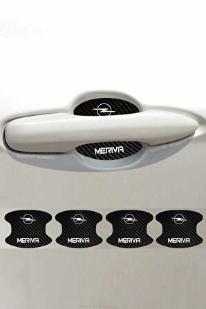 Opel Meriva Modeli İçin Karbon Desenli Kapı İçi Çizik Koruyucu 4 Parçalı Folyo Takımı Meriva Yazılı